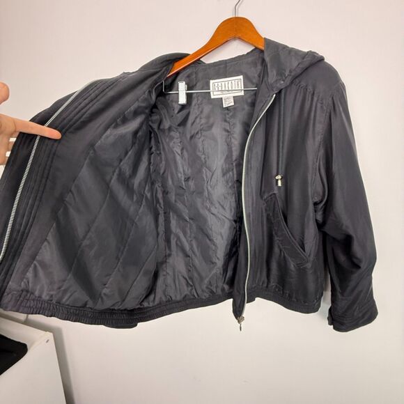 Vintage 100% Silk B.B. Dakota Hooded Bomber Jacket - Large - Picture 14 of 14